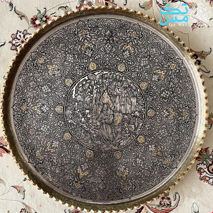 سینی مجمع برنجی قلمزنی استاد نعمتی ابراهیم در گلستان آتش 003