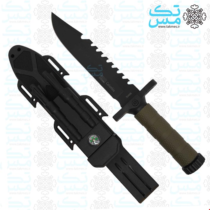 چاقوی شکاری خارجی دسته سبز و خاکستری کلمبیا مدل 2548B 
