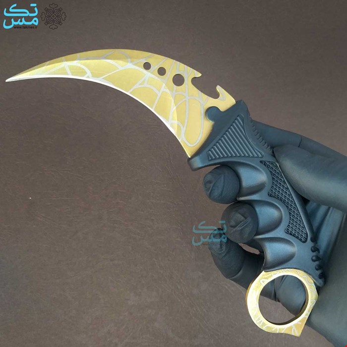 چاقوی کمپینگ کارامبیت(Karambit)  طلایی با غلاف