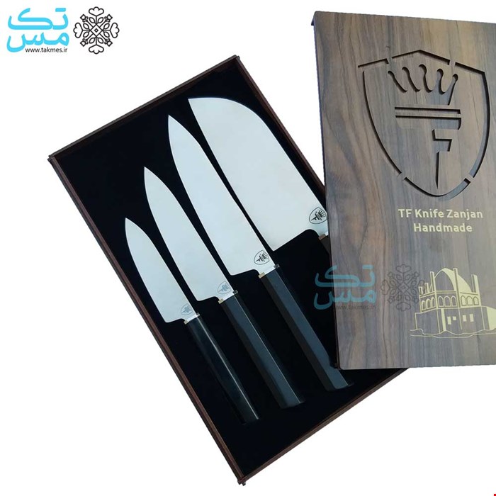 ست 4 عددی چاقوی آشپزخانه TF زنجان بهمراه جعبه چوبی