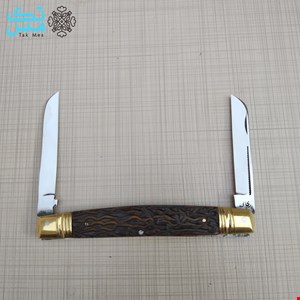 چاقوی قلمتراش دو تیغه استاد صادق زنجانی دسته استخوان  
