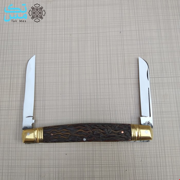چاقوی قلمتراش دو تیغه استاد صادق زنجانی دسته استخوان  