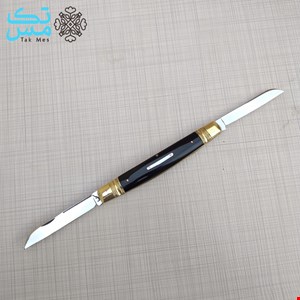 چاقو جیبی قلمتراش دو تیغه دسته فیبر استخوانی صادق 011